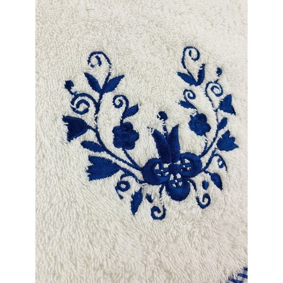 Blue White Towel Orris And Orris 50x27 Made in Turkey Flower 100% Cotton Checker - Picture 4 of 8